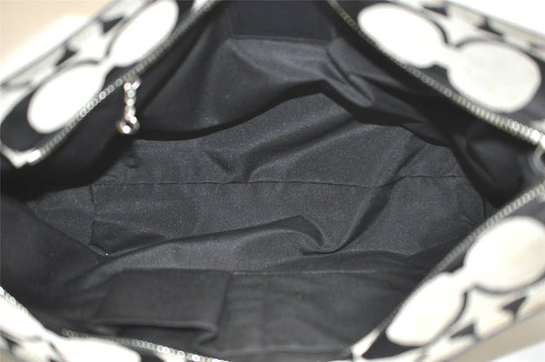 Authentic COACH Vintage Signature Shoulder Tote Bag Canvas Leather Black 4387K