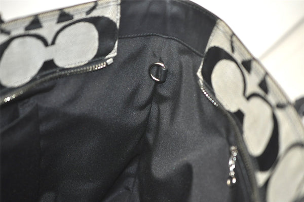 Authentic COACH Vintage Signature Shoulder Tote Bag Canvas Leather Black 4387K