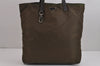 Authentic PRADA Vintage Nylon Tessuto Leather Shoulder Tote Bag Khaki 4388J