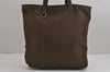 Authentic PRADA Vintage Nylon Tessuto Leather Shoulder Tote Bag Khaki 4388J