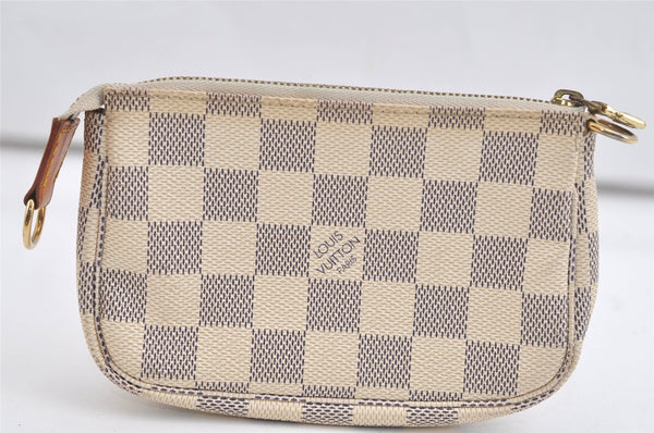 Authentic Louis Vuitton Damier Azur Mini Pochette Accessoires N58010 Pouch 4388K