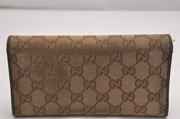 Authentic GUCCI Lovely Heart GG Canvas Leather Long Wallet 251861 Brown 4389J