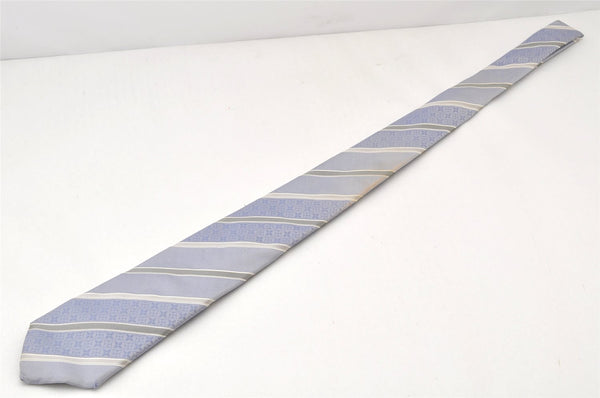 Authentic Louis Vuitton Monogram Flower Clavat Tie Silk Light Blue LV Box 4389K