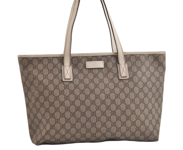 Authentic GUCCI Vintage Shoulder Tote Bag GG PVC Leather 211137 Brown 4390K
