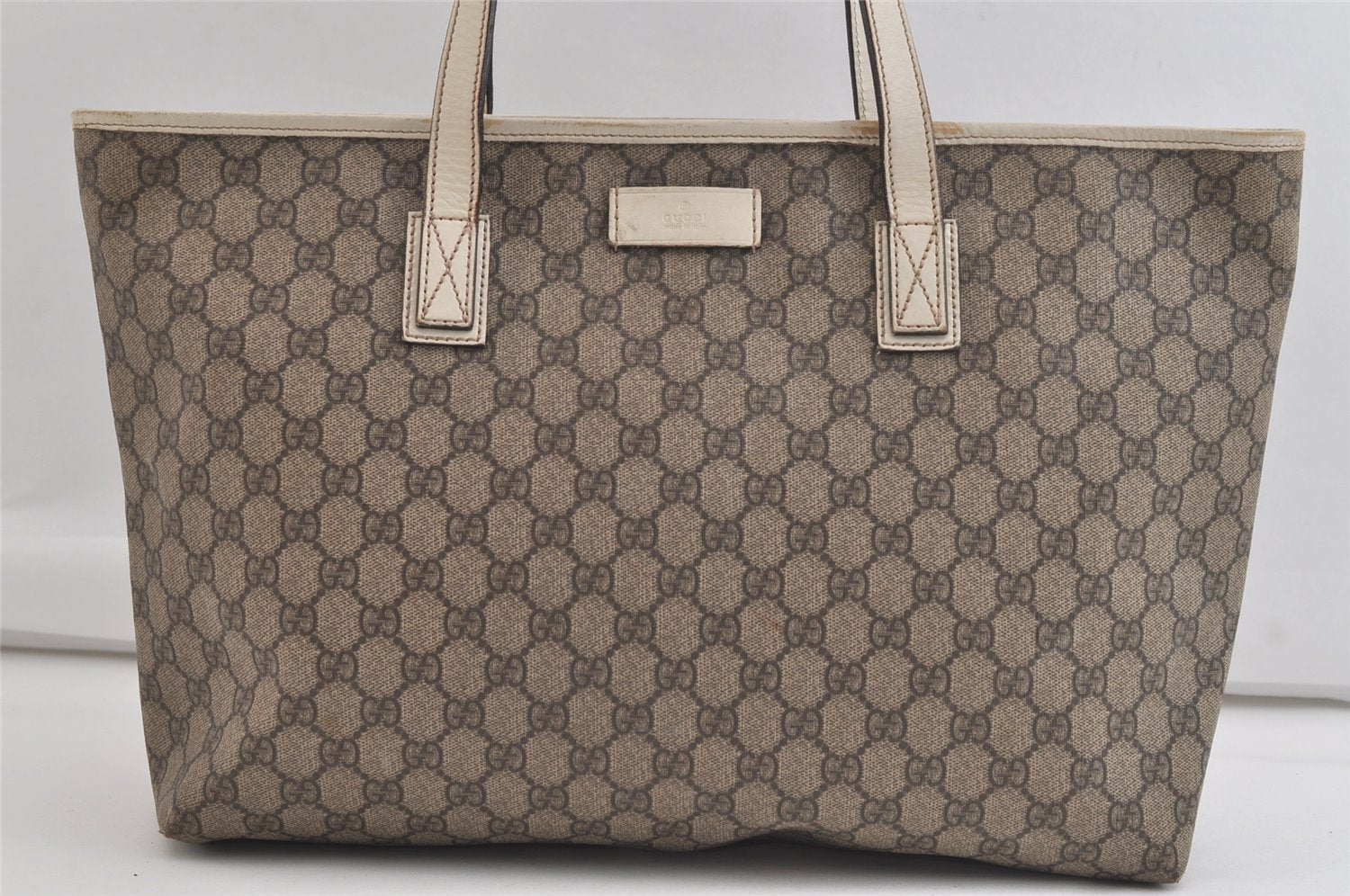 Authentic GUCCI Vintage Shoulder Tote Bag GG PVC Leather 211137 Brown 4390K