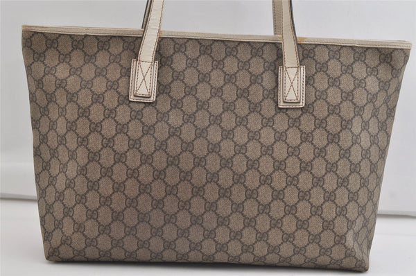Authentic GUCCI Vintage Shoulder Tote Bag GG PVC Leather 211137 Brown 4390K