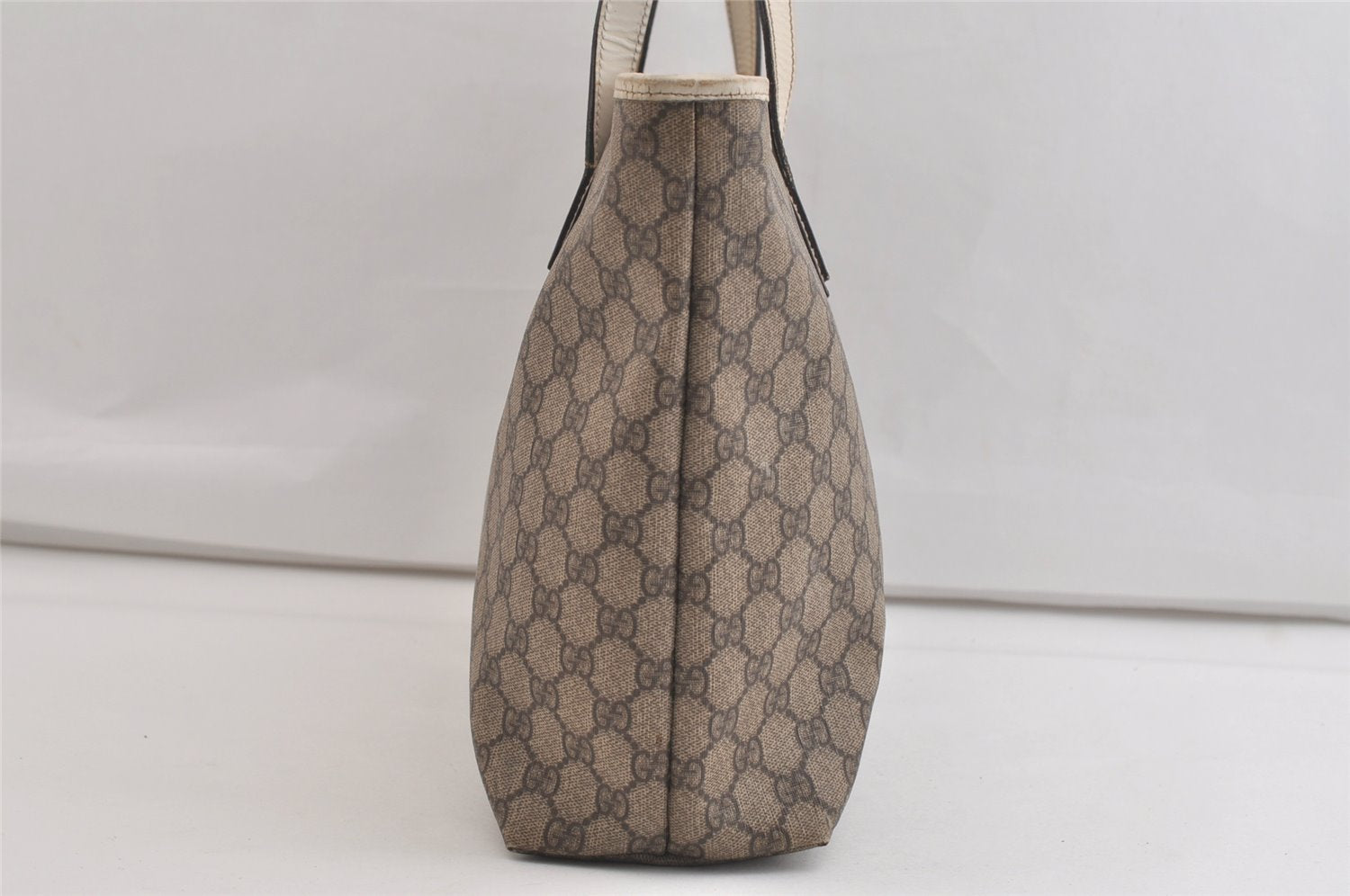 Authentic GUCCI Vintage Shoulder Tote Bag GG PVC Leather 211137 Brown 4390K