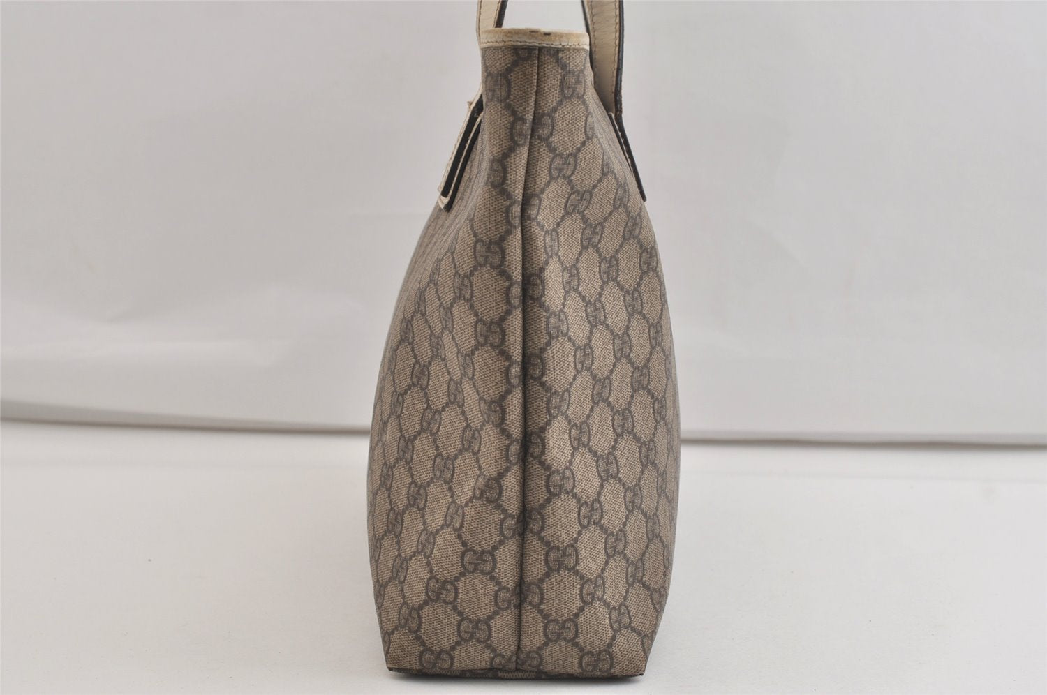 Authentic GUCCI Vintage Shoulder Tote Bag GG PVC Leather 211137 Brown 4390K