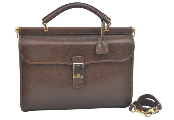 Authentic GUCCI Vintage 2Way Hand Shoulder Bag Purse Leather Brown 4392K