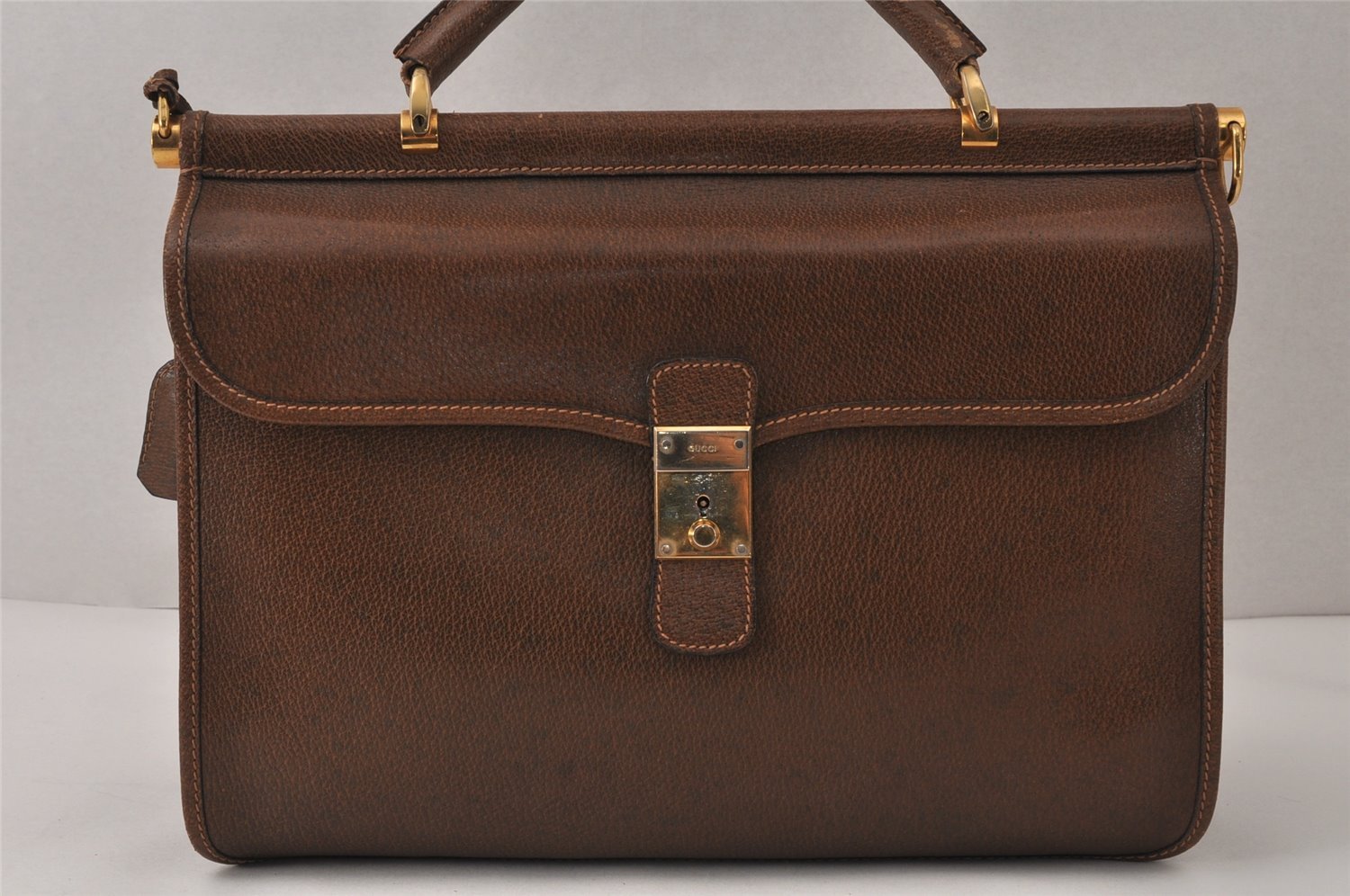 Authentic GUCCI Vintage 2Way Hand Shoulder Bag Purse Leather Brown 4392K
