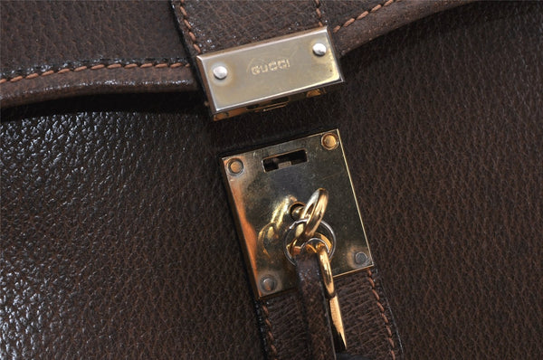 Authentic GUCCI Vintage 2Way Hand Shoulder Bag Purse Leather Brown 4392K