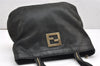 Authentic FENDI Vintage Chain Shoulder Hand Bag Leather Black 4393K