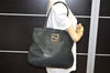 Authentic FENDI Vintage Chain Shoulder Hand Bag Leather Black 4393K