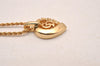 Authentic Christian Dior Gold Tone Rhinestone Chain Pendant Necklace CD 4394J