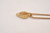 Authentic Christian Dior Gold Tone Rhinestone Chain Pendant Necklace CD 4394J