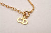 Authentic Christian Dior Gold Tone Rhinestone Chain Pendant Necklace CD 4394J