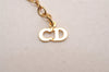 Authentic Christian Dior Gold Tone Rhinestone Chain Pendant Necklace CD 4394J