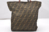 Authentic FENDI Vintage Zucca Shoulder Tote Bag Nylon Leather Brown Junk 4394K