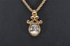 Authentic Christian Dior Gold Tone Chain Rhinestone Pendant Necklace CD 4395J