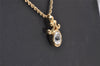 Authentic Christian Dior Gold Tone Chain Rhinestone Pendant Necklace CD 4395J