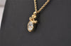 Authentic Christian Dior Gold Tone Chain Rhinestone Pendant Necklace CD 4395J