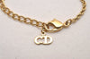 Authentic Christian Dior Gold Tone Chain Rhinestone Pendant Necklace CD 4395J