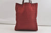 Authentic FENDI Zucchino Vintage Hand Tote Bag Purse Canvas Leather Red 4397K