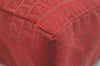 Authentic FENDI Zucchino Vintage Hand Tote Bag Purse Canvas Leather Red 4397K