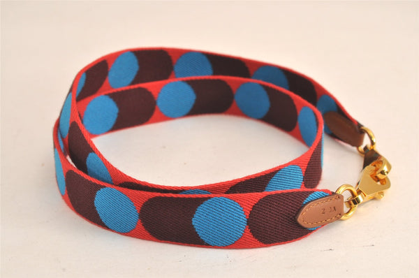 Authentic HERMES Shoulder Strap Flipper Ball Canvas Leather 36.8"" Red Blue 4398M