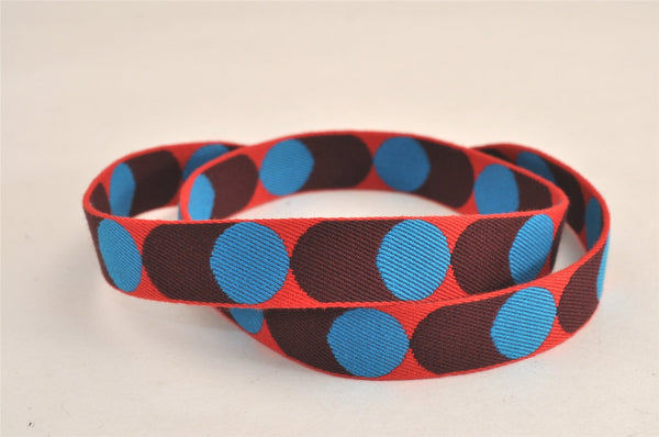Authentic HERMES Shoulder Strap Flipper Ball Canvas Leather 36.8"" Red Blue 4398M