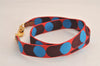 Authentic HERMES Shoulder Strap Flipper Ball Canvas Leather 36.8"" Red Blue 4398M