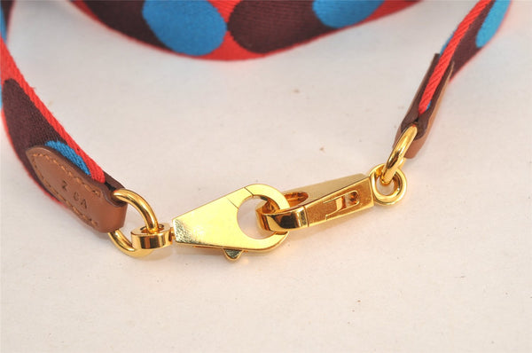 Authentic HERMES Shoulder Strap Flipper Ball Canvas Leather 36.8"" Red Blue 4398M
