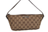 Authentic GUCCI Vintage Hand Bag Pouch Purse GG Canvas Leather 07198 Brown 4401J