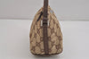 Authentic GUCCI Vintage Hand Bag Pouch Purse GG Canvas Leather 07198 Brown 4401J