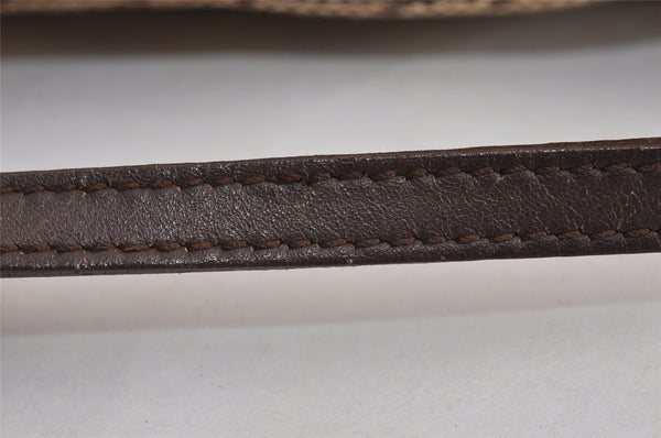 Authentic GUCCI Vintage Hand Bag Pouch Purse GG Canvas Leather 07198 Brown 4401J