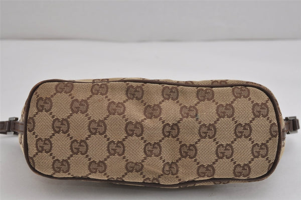 Authentic GUCCI Vintage Hand Bag Pouch Purse GG Canvas Leather 07198 Brown 4401J