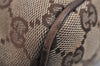 Authentic GUCCI Vintage Hand Bag Pouch Purse GG Canvas Leather 07198 Brown 4401J