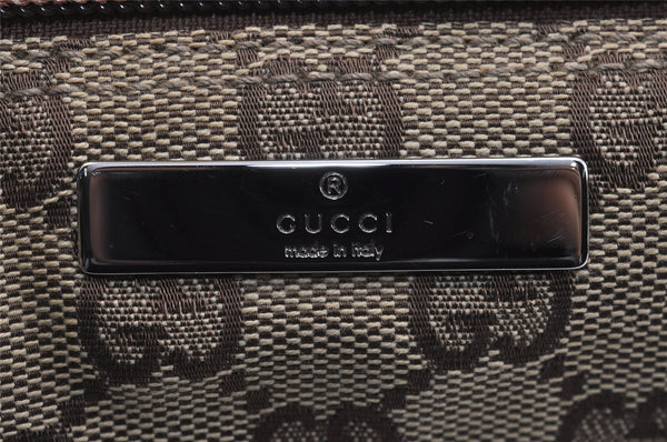Authentic GUCCI Vintage Hand Bag Pouch Purse GG Canvas Leather 07198 Brown 4401J