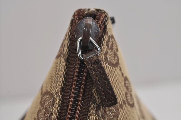 Authentic GUCCI Vintage Hand Bag Pouch Purse GG Canvas Leather 07198 Brown 4401J