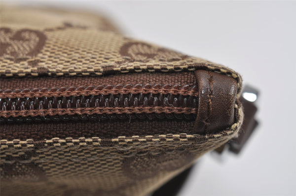 Authentic GUCCI Vintage Hand Bag Pouch Purse GG Canvas Leather 07198 Brown 4401J