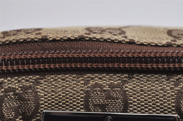 Authentic GUCCI Vintage Hand Bag Pouch Purse GG Canvas Leather 07198 Brown 4401J