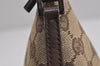 Authentic GUCCI Vintage Hand Bag Pouch Purse GG Canvas Leather 07198 Brown 4401J
