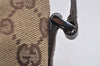 Authentic GUCCI Vintage Hand Bag Pouch Purse GG Canvas Leather 07198 Brown 4401J