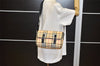 Authentic BURBERRY Nova Check Shoulder Cross Body Bag PVC Leather Beige 4401K