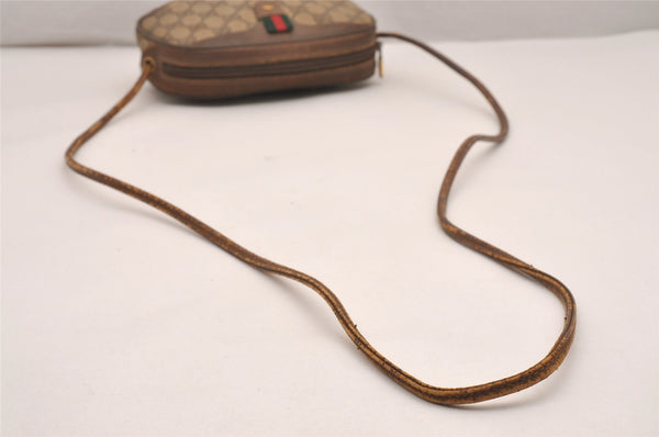 Authentic GUCCI Web Sherry Line Shoulder Cross Bag GG PVC Leather Brown 4402J