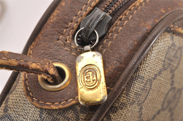 Authentic GUCCI Web Sherry Line Shoulder Cross Bag GG PVC Leather Brown 4402J