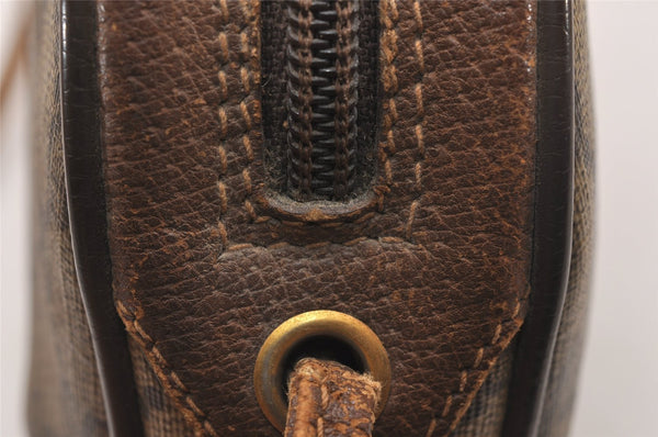 Authentic GUCCI Web Sherry Line Shoulder Cross Bag GG PVC Leather Brown 4402J