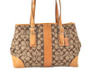 Authentic COACH Signature Shoulder Tote Bag Canvas Leather 6337 Brown 4402K