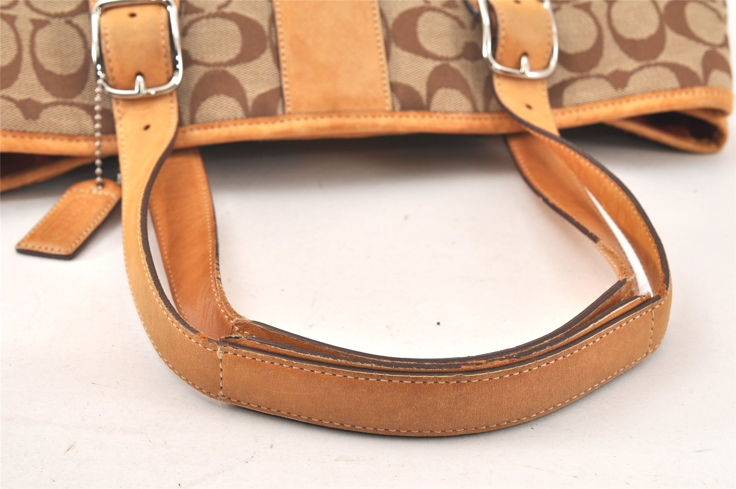 Authentic COACH Signature Shoulder Tote Bag Canvas Leather 6337 Brown 4402K