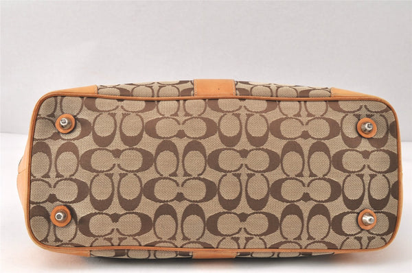 Authentic COACH Signature Shoulder Tote Bag Canvas Leather 6337 Brown 4402K
